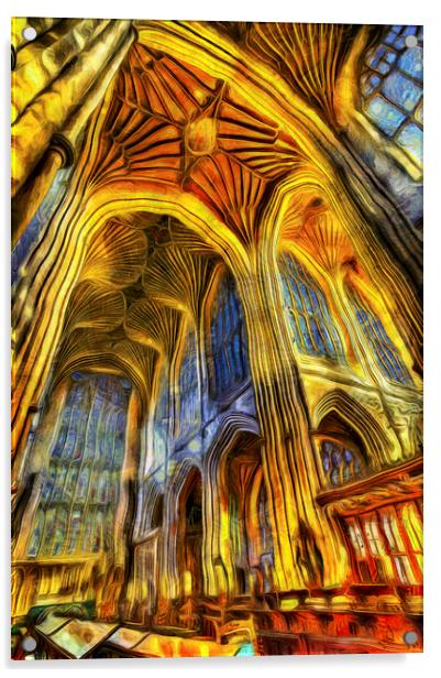 Bath Abbey Vincent Van Gogh Acrylic by David Pyatt