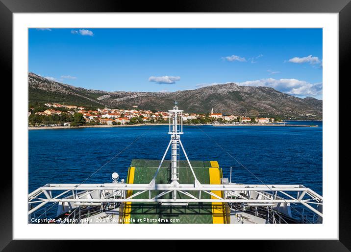 Approaching Orebic on the Croatian mainland Framed Mounted Print by Jason Wells