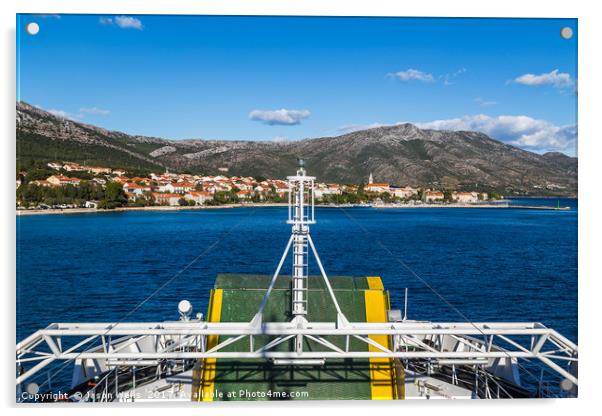 Approaching Orebic on the Croatian mainland Acrylic by Jason Wells