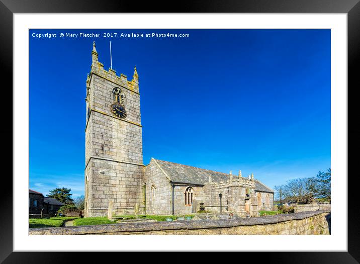 St Just Church Penwith Framed Mounted Print by Mary Fletcher