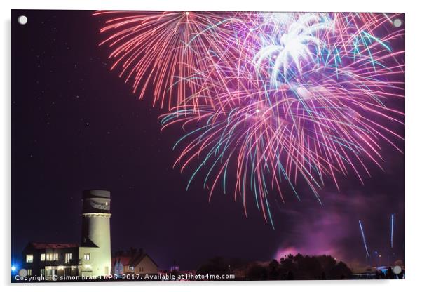 Hunstanton fireworks night 2017 in Norfolk UK Acrylic by Simon Bratt LRPS