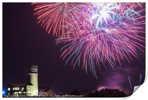 Hunstanton fireworks night 2017 in Norfolk UK Print by Simon Bratt LRPS