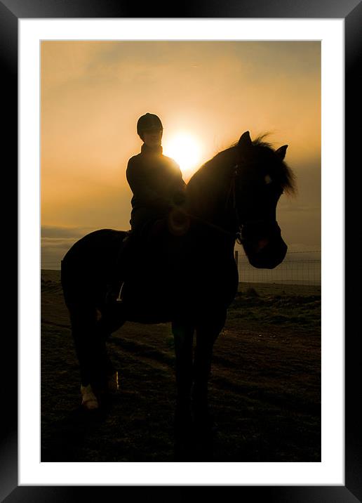 Horse Rider and Morning Light Framed Mounted Print by Eddie Howland
