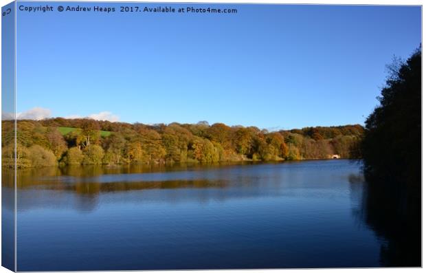 Autumn view of reservoir  lake in Staffordshire  Canvas Print by Andrew Heaps