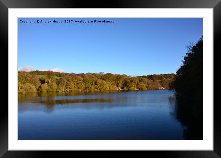 Autumn view of reservoir  lake in Staffordshire  Framed Mounted Print by Andrew Heaps