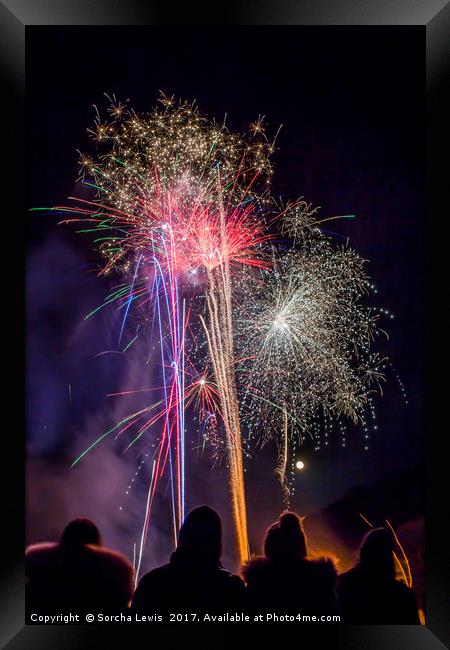 Elan Valley Fireworks Night Framed Print by Sorcha Lewis