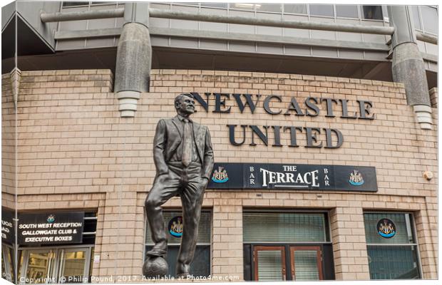 Sir Bobby Robson Statue In Newcastle Canvas Print by Philip Pound