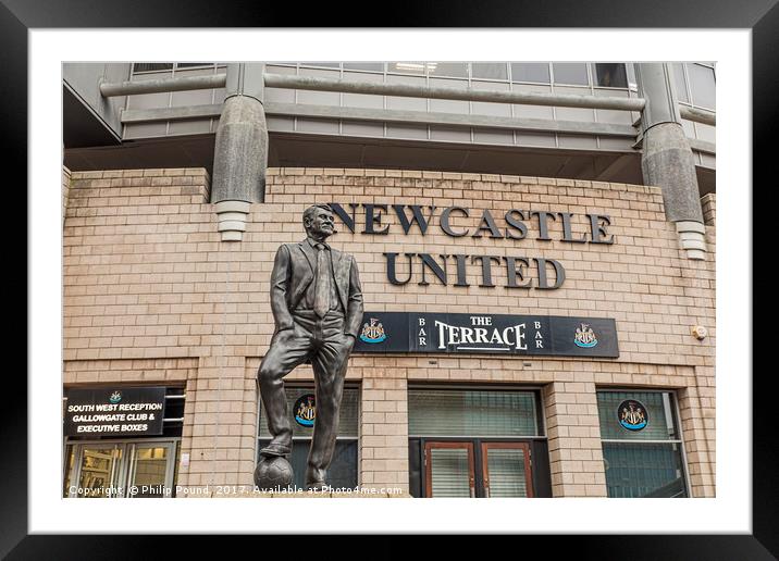 Sir Bobby Robson Statue In Newcastle Framed Mounted Print by Philip Pound