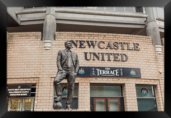 Sir Bobby Robson Statue In Newcastle Framed Print by Philip Pound