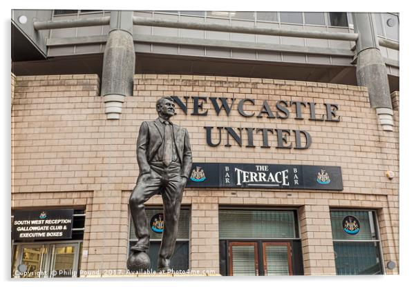 Sir Bobby Robson Statue In Newcastle Acrylic by Philip Pound