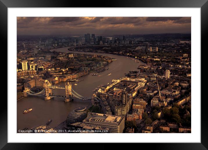 Thames Meander Cityscape  Framed Mounted Print by Rob Hawkins