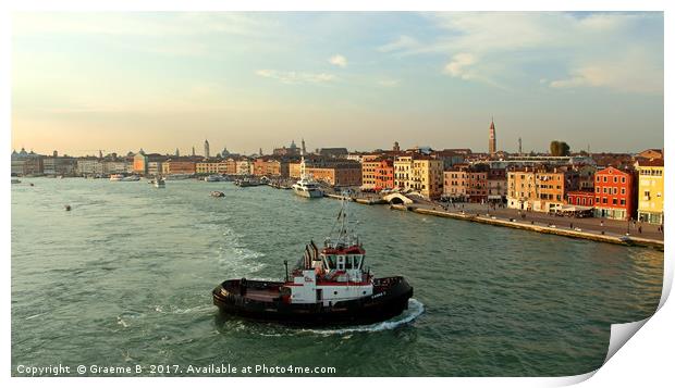 Tug into Venice Print by Graeme B