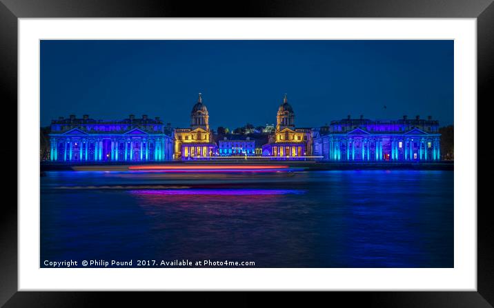 Royal Naval College Greenwich at Night Framed Mounted Print by Philip Pound