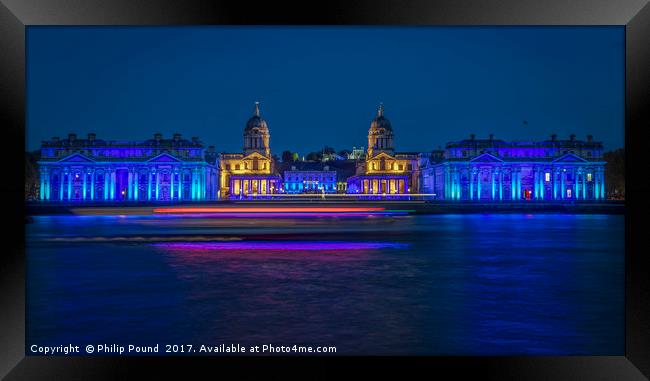 Royal Naval College Greenwich at Night Framed Print by Philip Pound