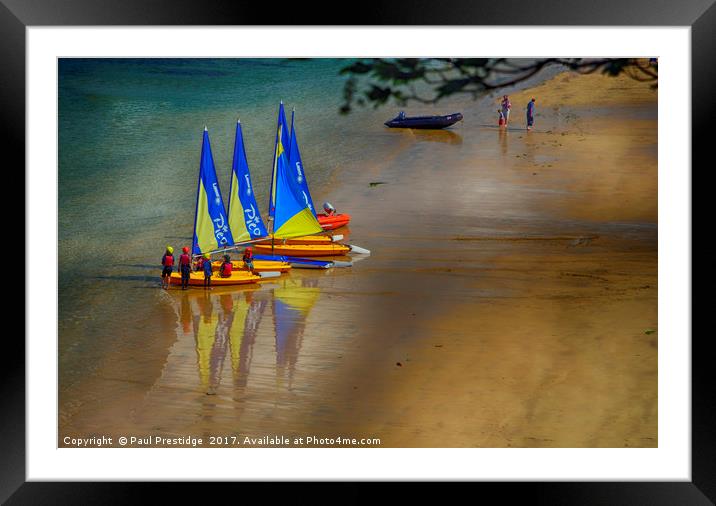 Sailing Dinghies at East Portlemouth Framed Mounted Print by Paul F Prestidge