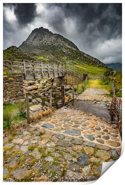 To Tryfan Mountain Snowdonia Print by Adrian Evans
