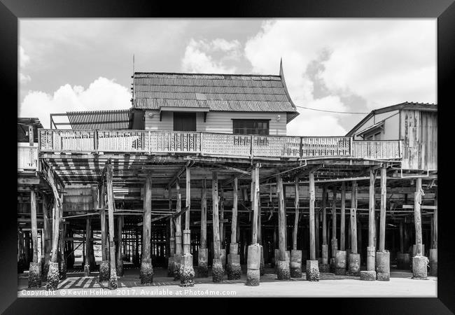 House built out into the sea, Hua Hin Framed Print by Kevin Hellon