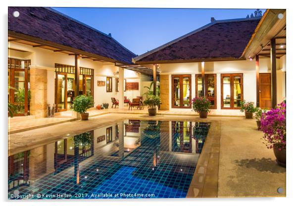 Luxury tropical Balinese style villa Acrylic by Kevin Hellon
