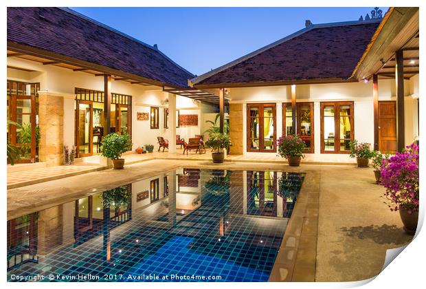 Luxury tropical Balinese style villa Print by Kevin Hellon