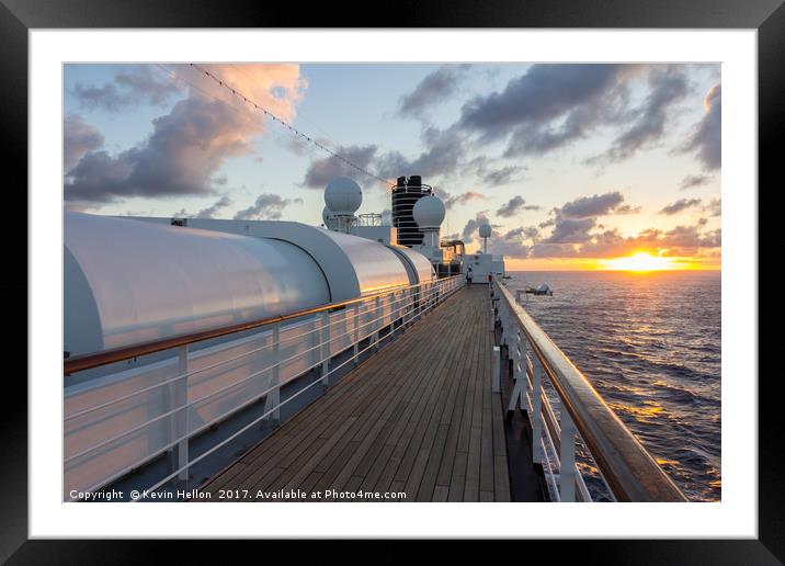Sunset aboard a cruise ship, South Pacific Framed Mounted Print by Kevin Hellon