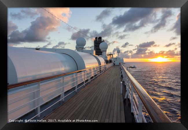 Sunset aboard a cruise ship, South Pacific Framed Print by Kevin Hellon