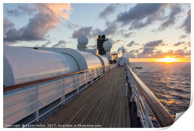Sunset aboard a cruise ship, South Pacific Print by Kevin Hellon