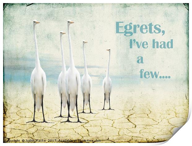 Egrets Print by Judith Flacke