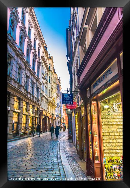 Cobbled streets of Prague Framed Print by Dave Williams