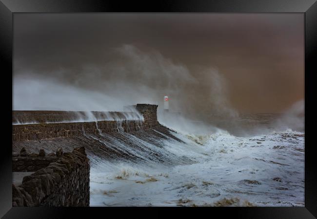Storm at Porthcawl. Framed Print by Bryn Morgan