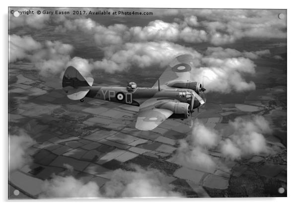 Bristol Blenheim in flight B&W version Acrylic by Gary Eason