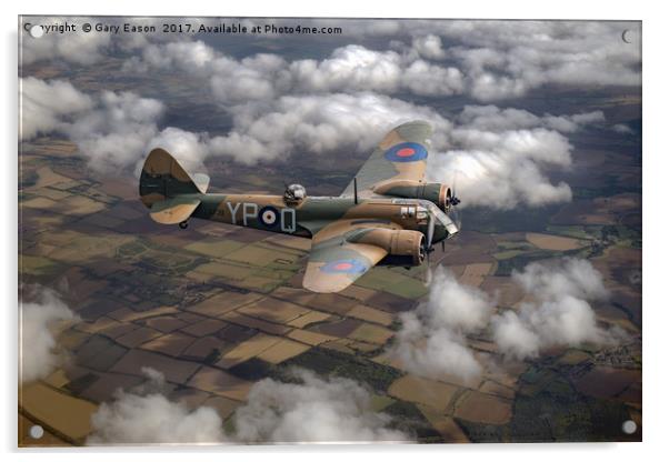 Bristol Blenheim in flight Acrylic by Gary Eason