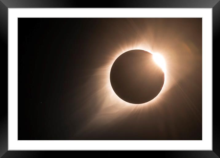 Diamond Ring and the End of Totality Framed Mounted Print by John Finney