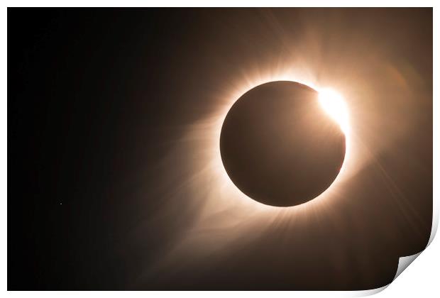 Diamond Ring and the End of Totality Print by John Finney