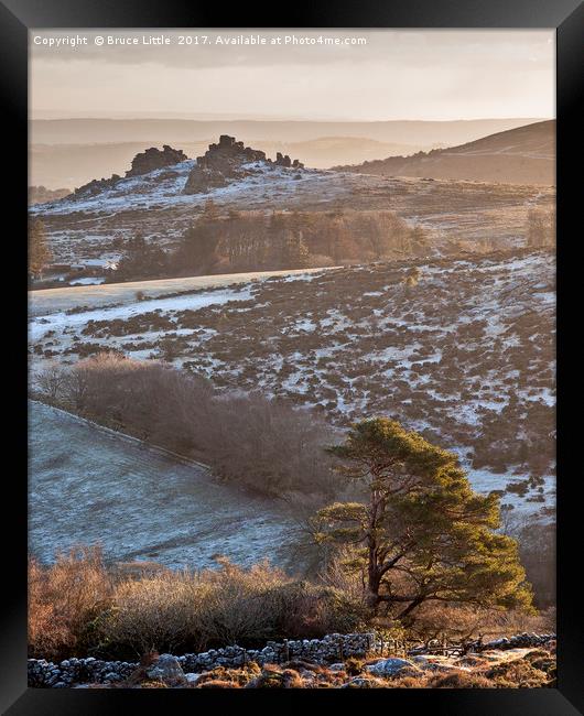 Hound Tor in Winter Wonderland Framed Print by Bruce Little