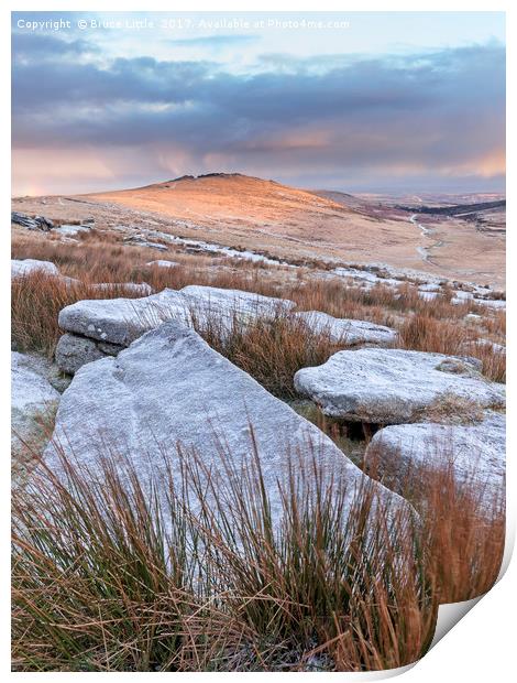 Looking North from Icy Oke Tor, Dartmoor Print by Bruce Little