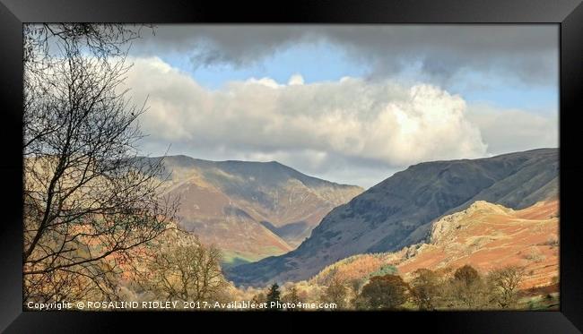 Morning sunshine over the mountain tops" Framed Print by ROS RIDLEY