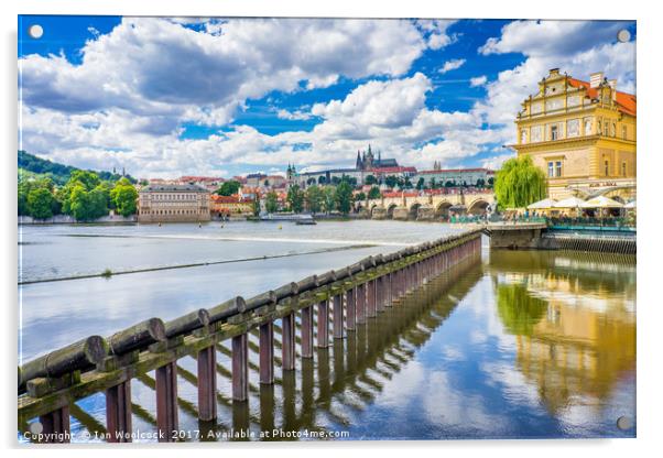 River Vltava  Prague Czech Republic Acrylic by Ian Woolcock