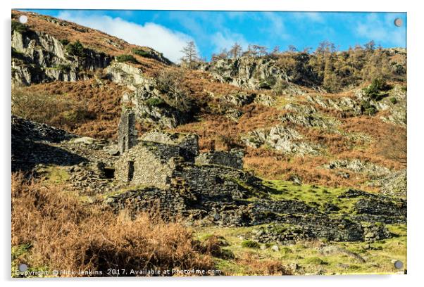 Slate Quarry Ruins Tilberthwaite Lake District Acrylic by Nick Jenkins