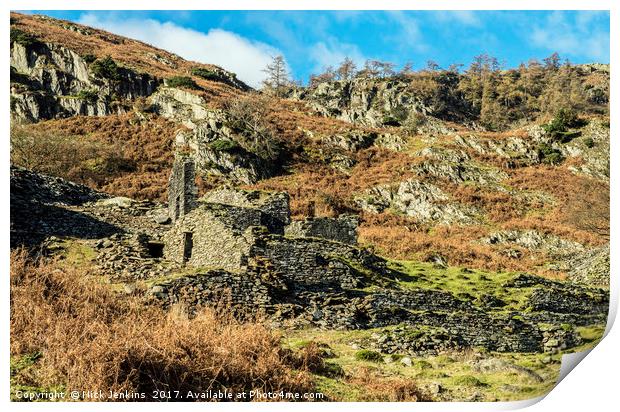 Slate Quarry Ruins Tilberthwaite Lake District Print by Nick Jenkins
