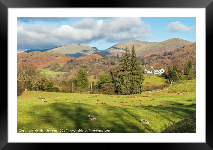Across Langdale to the Fairfield Horseshoe Framed Mounted Print by Nick Jenkins