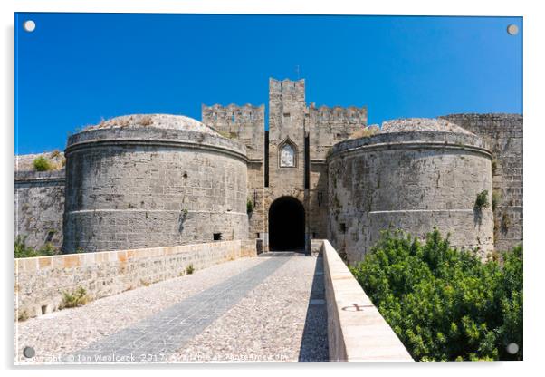 Castle Gates Rhodes Greece Acrylic by Ian Woolcock