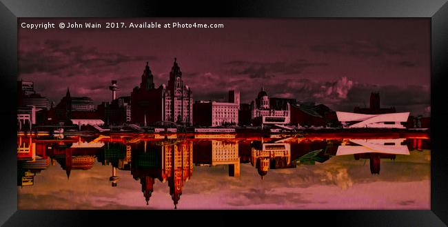 Liverpool Waterfront Skyline (Digital Art) Framed Print by John Wain