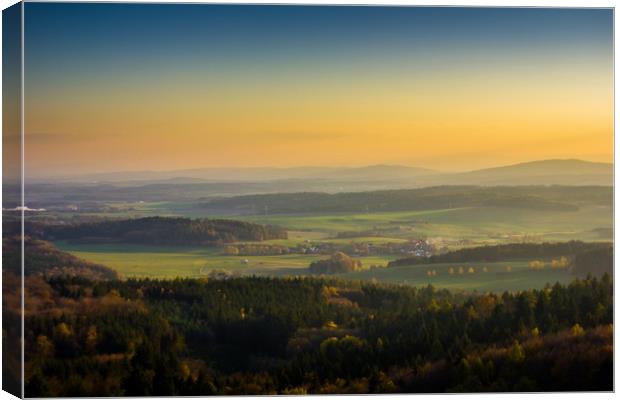 Autumn view to czech countryside on sunset. Canvas Print by Sergey Fedoskin