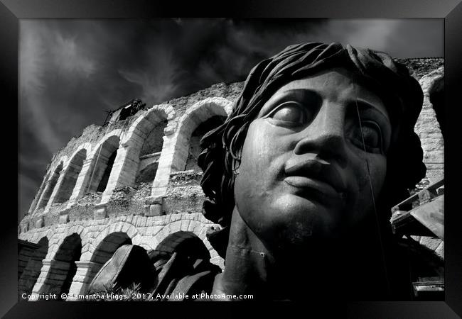 Opera Prop outside The Arena Amphitheatre , Verona Framed Print by Samantha Higgs