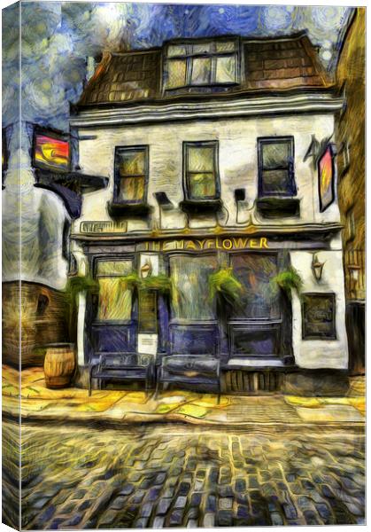 The Mayflower Pub London Van Gogh Canvas Print by David Pyatt