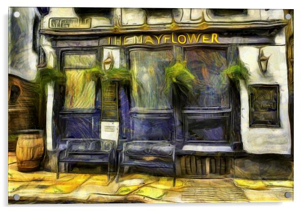 The Mayflower Pub London Van Gogh Acrylic by David Pyatt