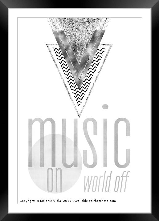GRAPHIC ART Music on - World off | silver Framed Mounted Print by Melanie Viola
