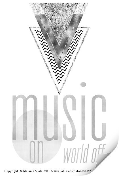 GRAPHIC ART Music on - World off | silver Print by Melanie Viola