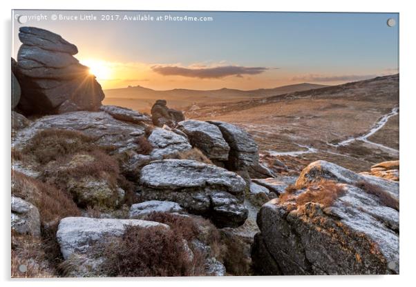 Sunrise over Dartmoor Acrylic by Bruce Little