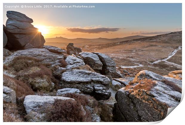 Sunrise over Dartmoor Print by Bruce Little